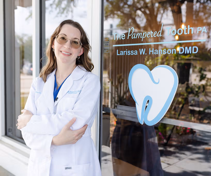 Dr. Larissa Hanson outside The Pampered Tooth in Port Orange.