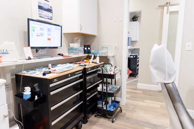 A thoughtfully equipped dental operatory.