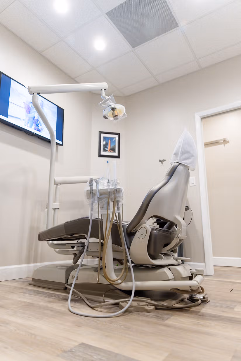 A clean treatment room at The Pampered Tooth.